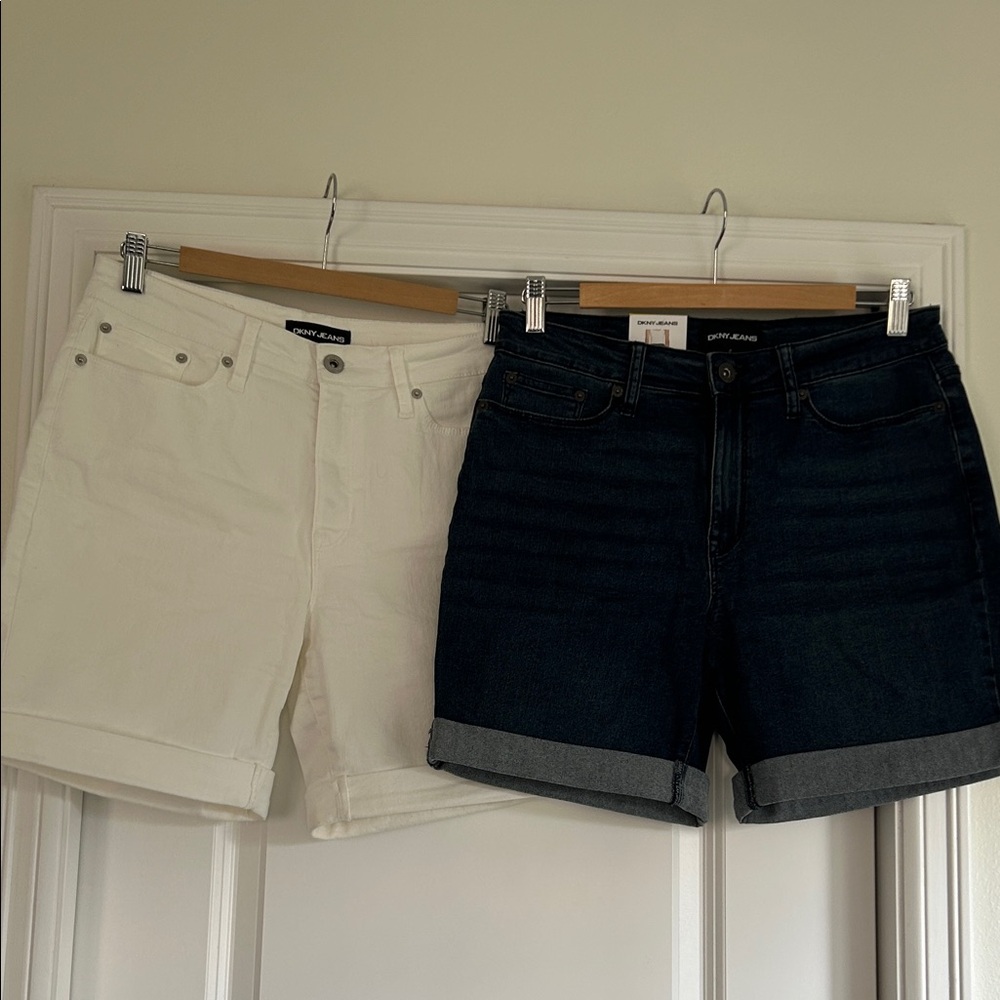 DKNY- BOTH!! 1 NWT other NWOT Women's White and Dark Blue Jean Shorts